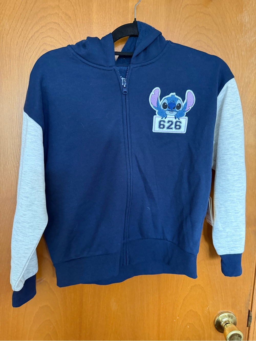 Disney Navy and Light Gray Stitch 626 Zip-Up Hoodie